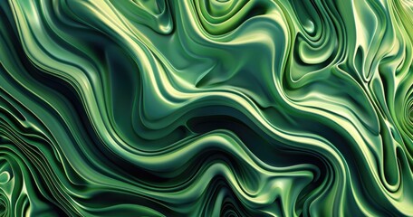 Obraz premium A fluid, abstract design featuring swirling green tones, creating a sense of movement and depth.