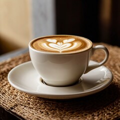 Obraz premium Coffee Cup with Heart Shape Milk