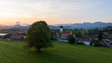 Sunrise in Oberreute im Allgäu in the German Alps