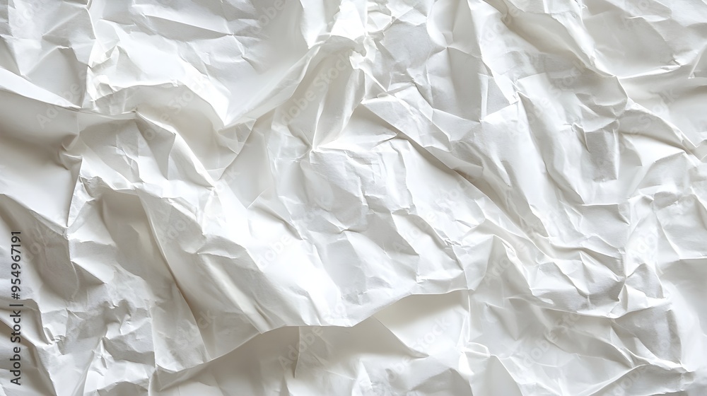 Sticker Abstract Crumpled White Paper Texture Background