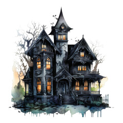 Haunted Victorian Mansion with Glowing Windows and Leaking Foundation