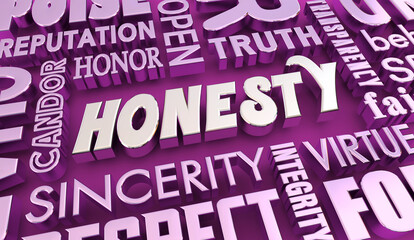 Honesty Sincerity Truth Word Text Collage 3d Illustration