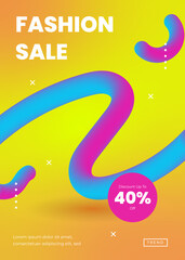 Gradient Fashion Sale A4 Poster Template with Abstract Fluid Background and Vibrant Colors 4