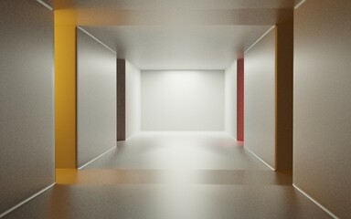 3d render of a liminal space industrial empty room