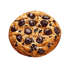 Fototapeta premium Delicious chocolate chip cookie with gooey chocolate pieces, perfect for dessert lovers and baking enthusiasts.