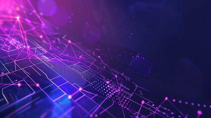 Obraz premium Abstract futuristic background with glowing gradient lines and particles in blue, pink and purple hues