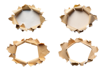 Set of ragged hole torn in ripped paper png