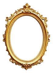 Ornate gold frame for artwork space isolated on transparent background