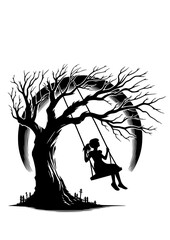 Halloween Tree SVG, Creepy Tree SVG, Spooky Tree SVG, Black Cat SVG, Bat SVG, Pumpkins SVG, Fall SVG, Season SVG, Scary SVG, Halloween Tree Silhouette, Cut file for Cricut SVG, JPG, PNG