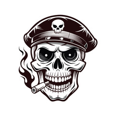 Skull and Crossbones Icon on Black and White Vector Backgrounds