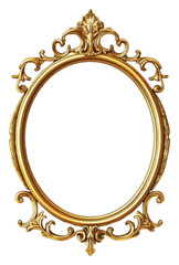 Elegant vintage golden frame for artwork display isolated on transparent background