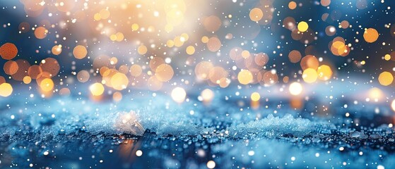 Frosted Winter Wonderland with Golden Lights