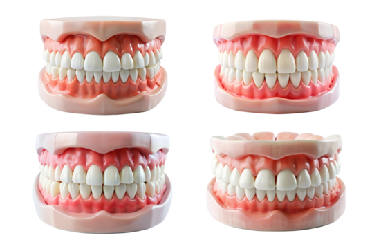 Set of model of human ideal white teeth and gums png