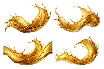 Set of golden oil wave splash png