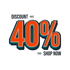 Discount label template design with 40 percent