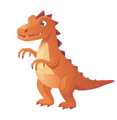 Friendly red dinosaur This cute dinosaur flat vector illustration is perfect for children s educational materials and games with its vibrant design