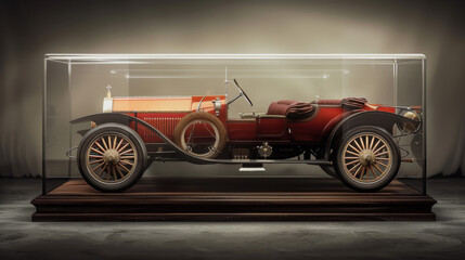 Vintage Red Car in a Glass Case