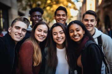 Obraz premium Portrait of a smiling diverse group of students