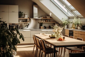 Interior of a loft apartment kitchen