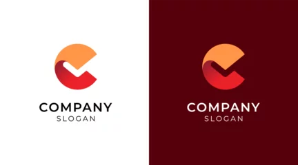 Fotobehang Positive Typography Modern letter C check mark logo design  © mupppid