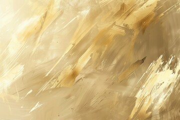 Abstract gold and beige brushstroke texture on canvas