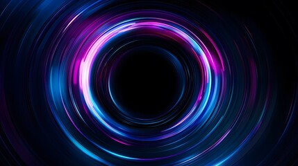Obraz premium Technology blue and purple circle light stage on black background