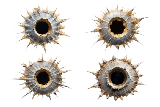 Set of bullet hole with cracked jagged edges png