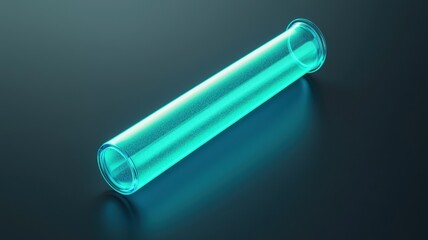A sleek turquoise test tube resting on a reflective surface, perfect for laboratory or scientific-themed projects.