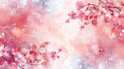 Fototapeta premium Stunning Hand Drawn Watercolor Border Background: A Delicate and Enchanting Visual Delight. Showcasing Artistry and Creativity.