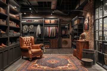 Fototapeta premium Interior of a modern mens wear store