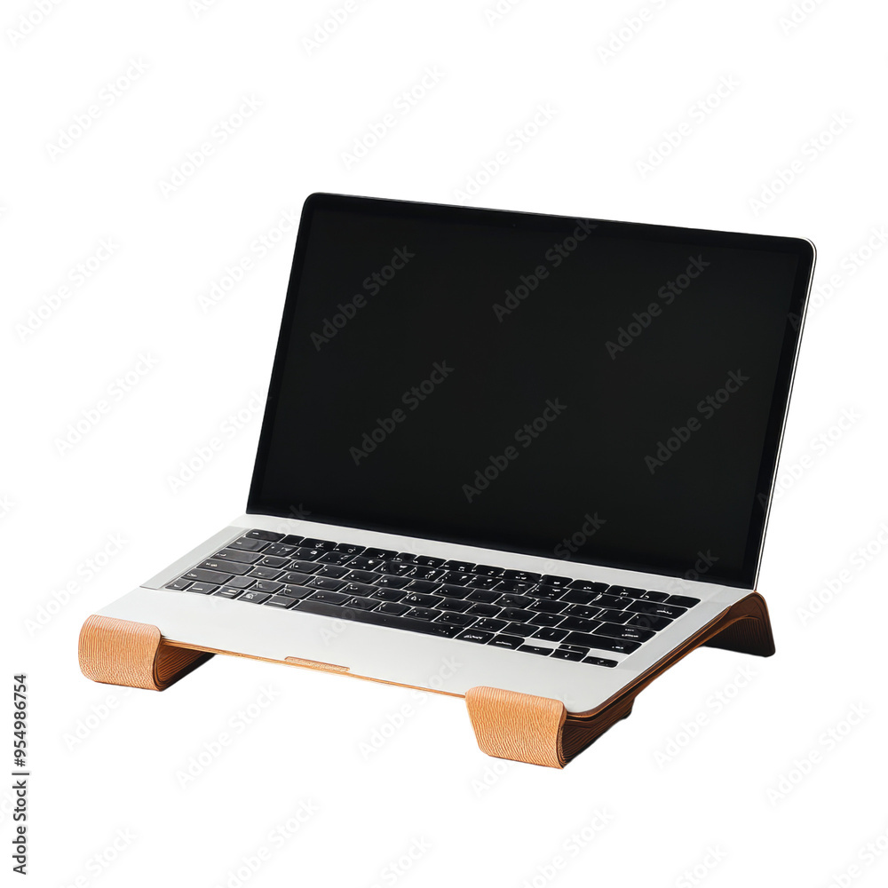 Wall mural Laptop stand on Transparent background