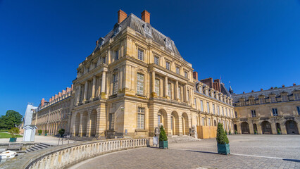 Beautiful Medieval landmark - royal hunting castle Fontainbleau timelapse hyperlapse.