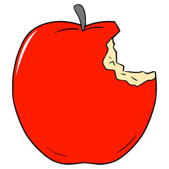 bitten apple illustration hand drawn isolated vector