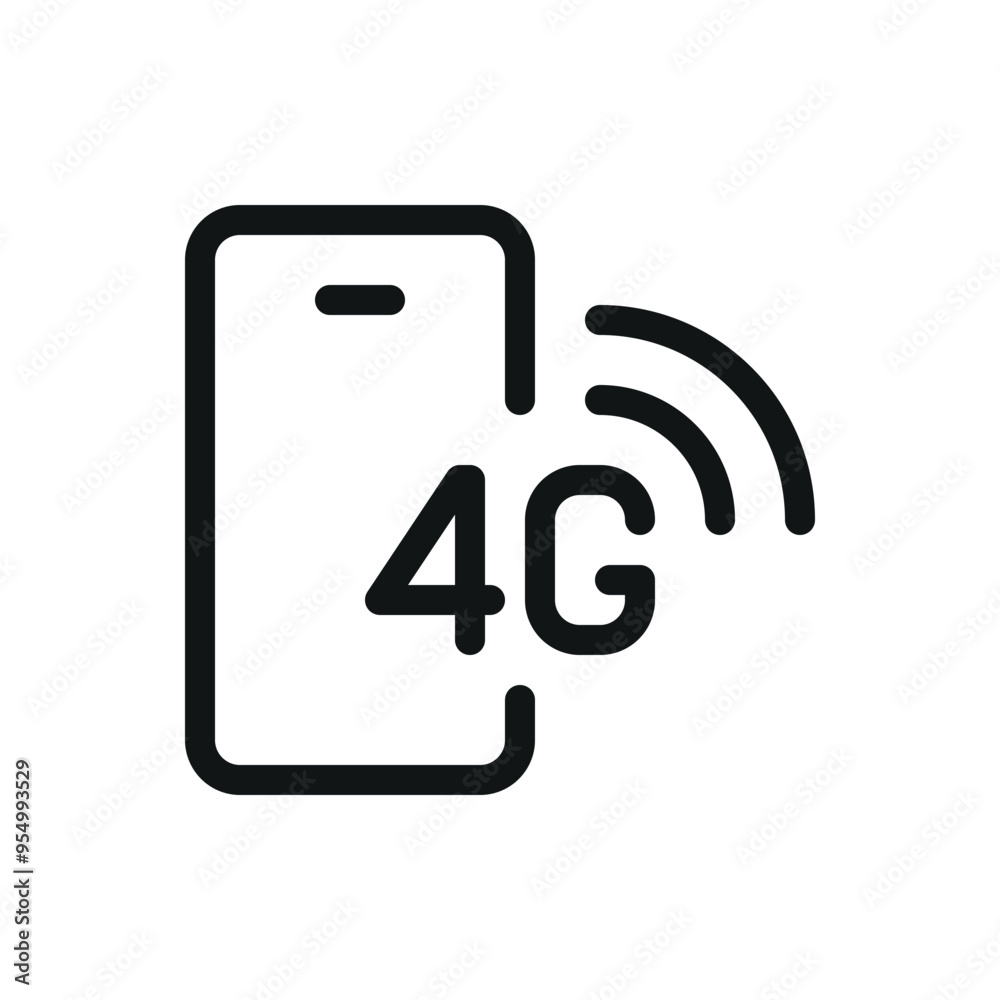 Poster 4g mobile network isolated icon, mobile phone with 4g network signal vector symbol with editable str