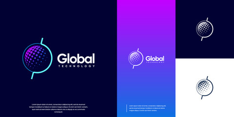 Modern abstract global technology, globe concept, logo vector template.