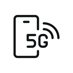 5G mobile network isolated icon, mobile phone with 5G network signal vector symbol with editable stroke