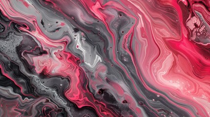 Obraz premium Abstract pink and purple fluid art with marble-like patterns