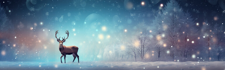 Magic Christmas Forest Reindeer Header