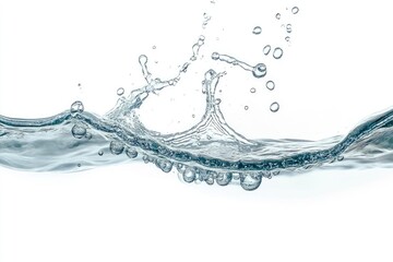Water Wave. Water Bubbles Float Up Under Water. Freshness Pure Water Splashing on White Background , ai