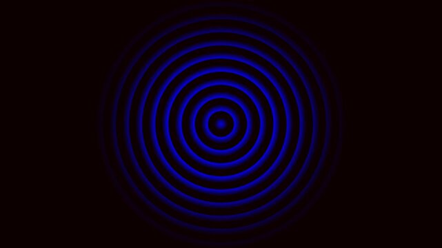 Radio waves background animation. radio wave signal  on black background