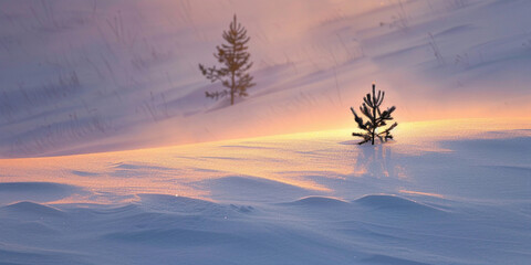 Lonely Snowcovered Pine Tree In The Mountains background 