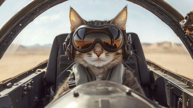 A Cat in a Fighter Jet Cockpit