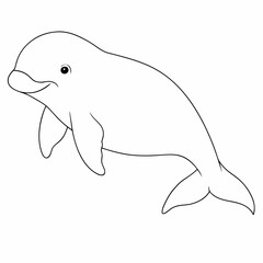 Beluga whale vector art illustration on white background