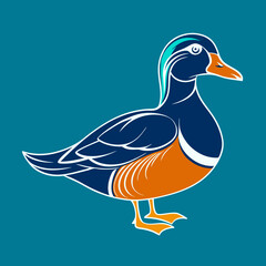 Mandarin Duck vector art illustration