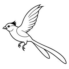 Long-tailed Titmouse bird in flying movement vector artwork