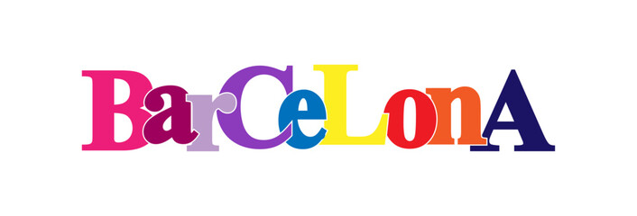 BARCELONA. Banner with the name of the city of Spain