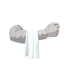 waiter's hand in glove with towel vector isolated on white background.eps