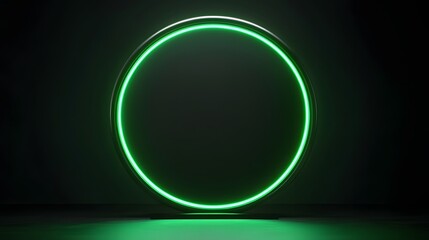 Technology green circle light stage on black background