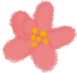 크레용으로 그린 분홍색 손그림 꽃