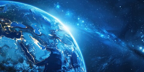 Obraz premium Data Earth. Abstract 3D Globe in Digital Space World Background